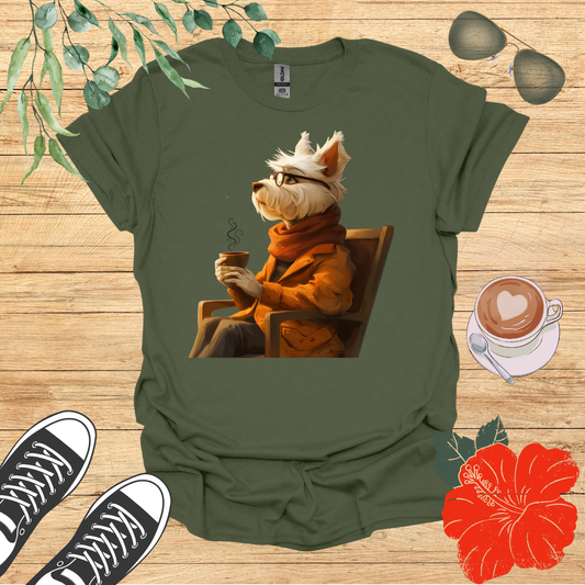 Sophisticated Dog With Coffee T-Shirt